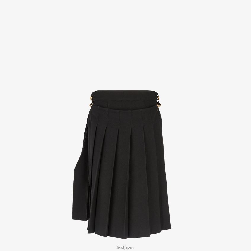 jp Fendi 女性 グレイン ドゥ プードル ウール スカート 黒 20L42T1002 衣服