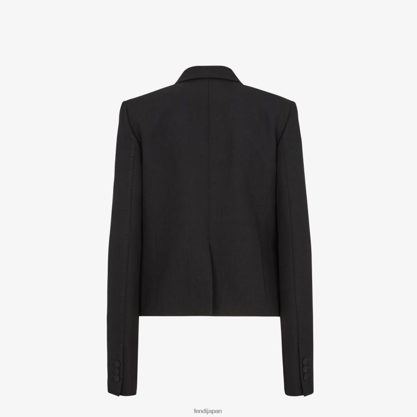 jp Fendi 女性 グレイン ドゥ プードル ウール ジャケット 黒 20L42T1003 衣服