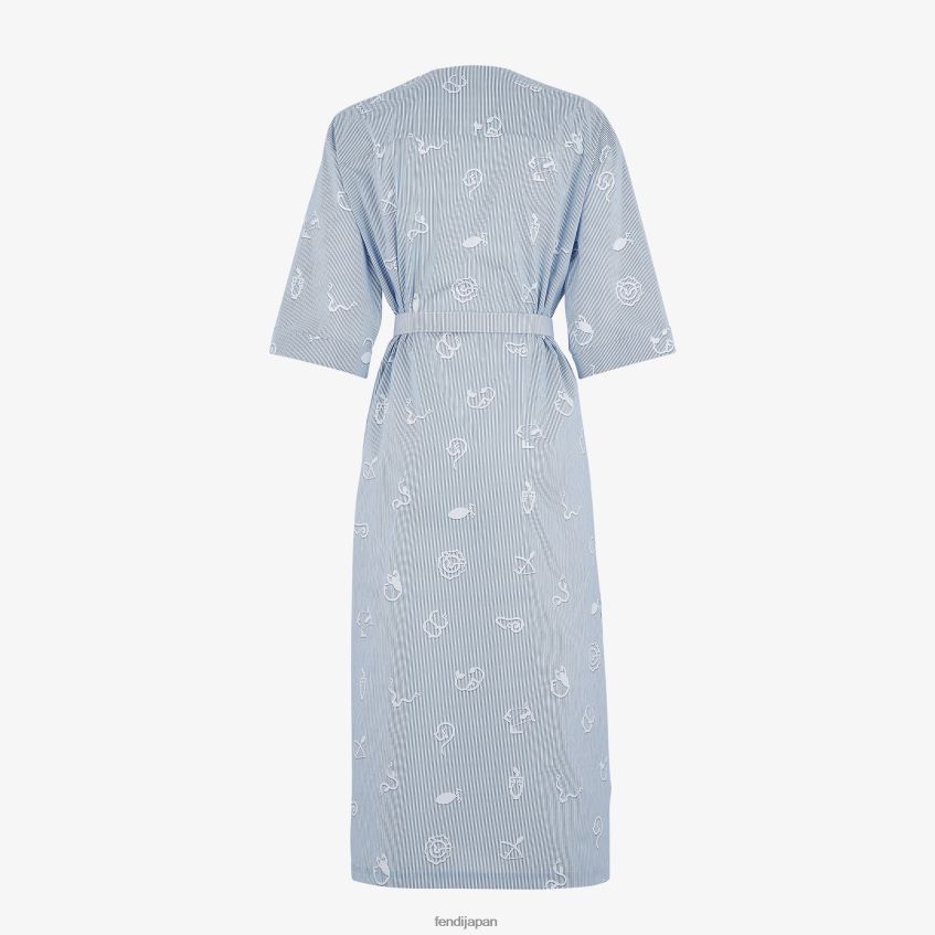 jp Fendi 女性 コットンシャツドレス 青 20L42T1044 衣服