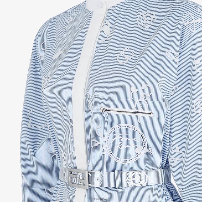 jp Fendi 女性 コットンシャツドレス 青 20L42T1044 衣服