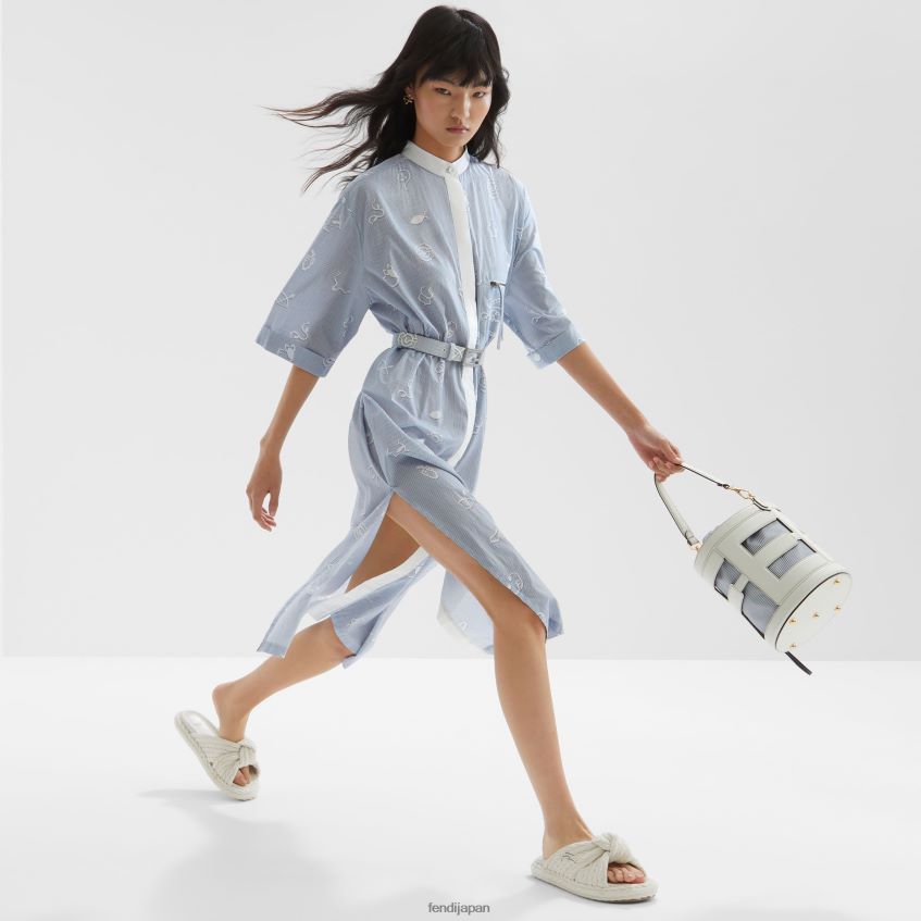 jp Fendi 女性 コットンシャツドレス 青 20L42T1044 衣服