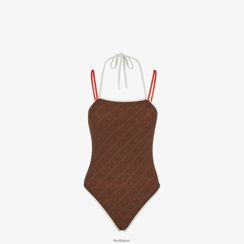 jp Fendi 女性 ライクラ水着 茶色 20L42T1055 衣服