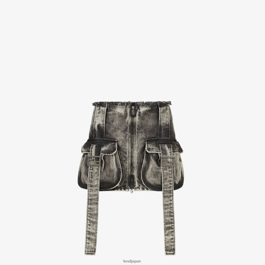 jp Fendi 女性 デニムスカート 黒 20L42T1061 衣服
