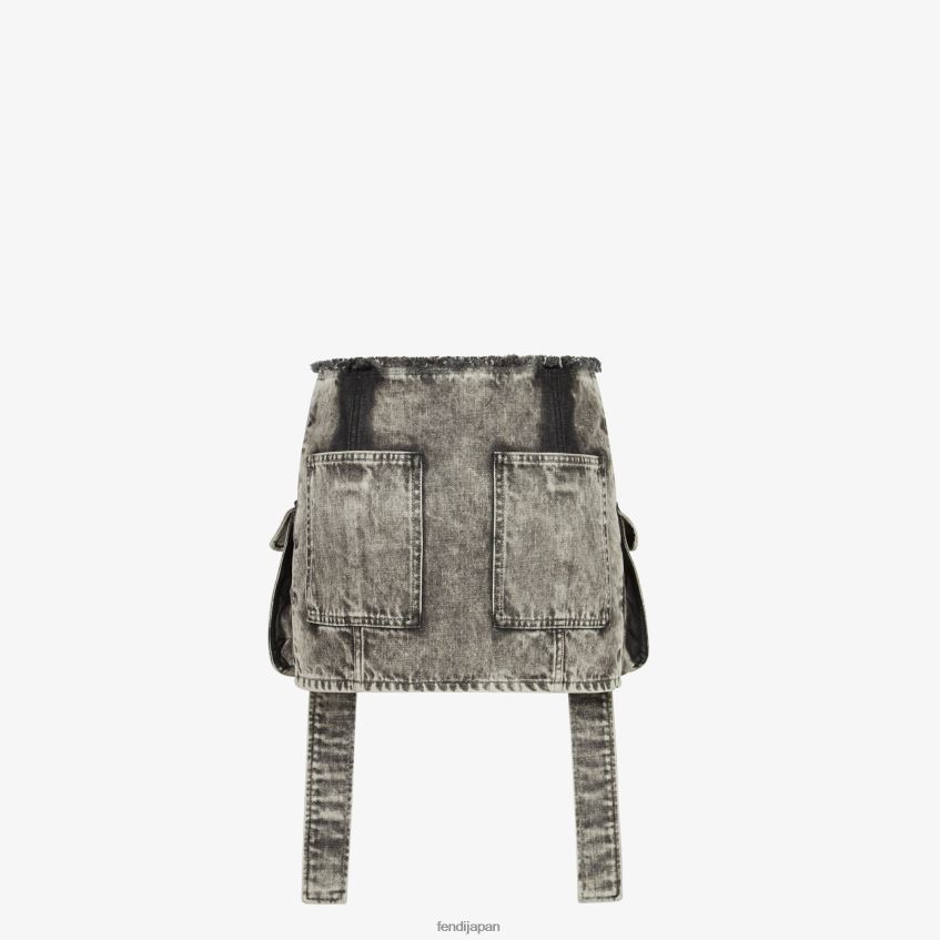 jp Fendi 女性 デニムスカート 黒 20L42T1061 衣服