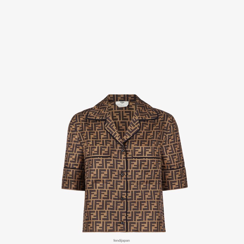 jp Fendi 女性 シルクパジャマ 茶色 20L42T1063 衣服