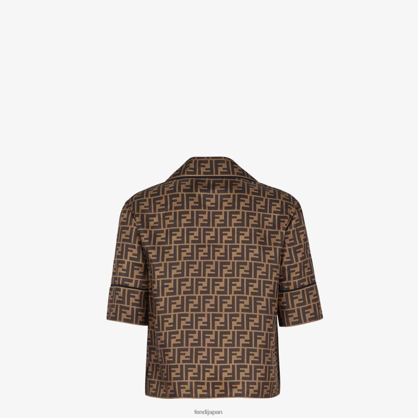 jp Fendi 女性 シルクパジャマ 茶色 20L42T1063 衣服