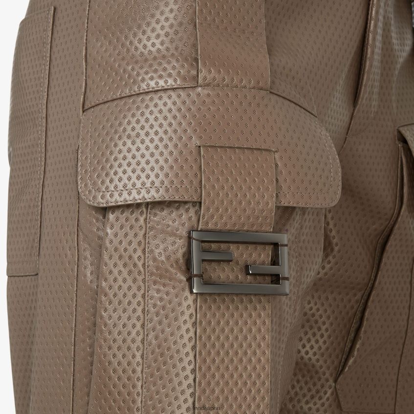 jp Fendi 女性 レザーパンツ 茶色 20L42T1075 衣服