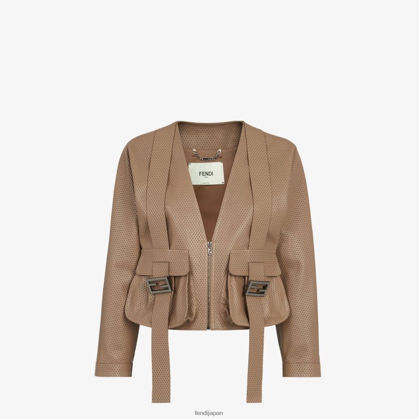jp Fendi 女性 レザージャケット 茶色 20L42T1087 衣服