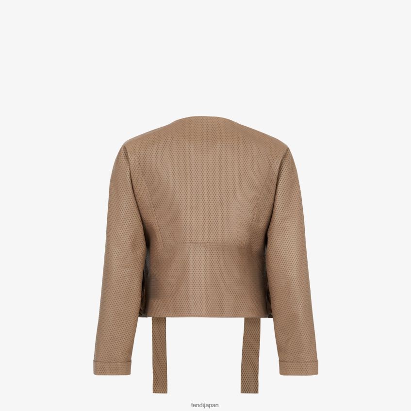 jp Fendi 女性 レザージャケット 茶色 20L42T1087 衣服