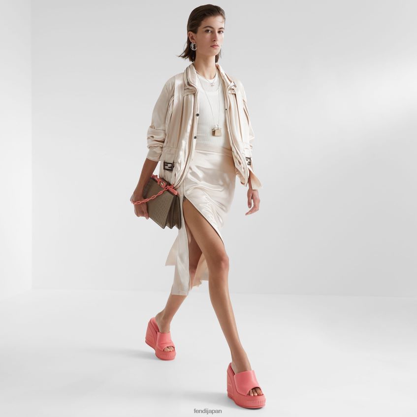 jp Fendi 女性 サテンとウールのギャバジンスカート ベージュ 20L42T1123 衣服
