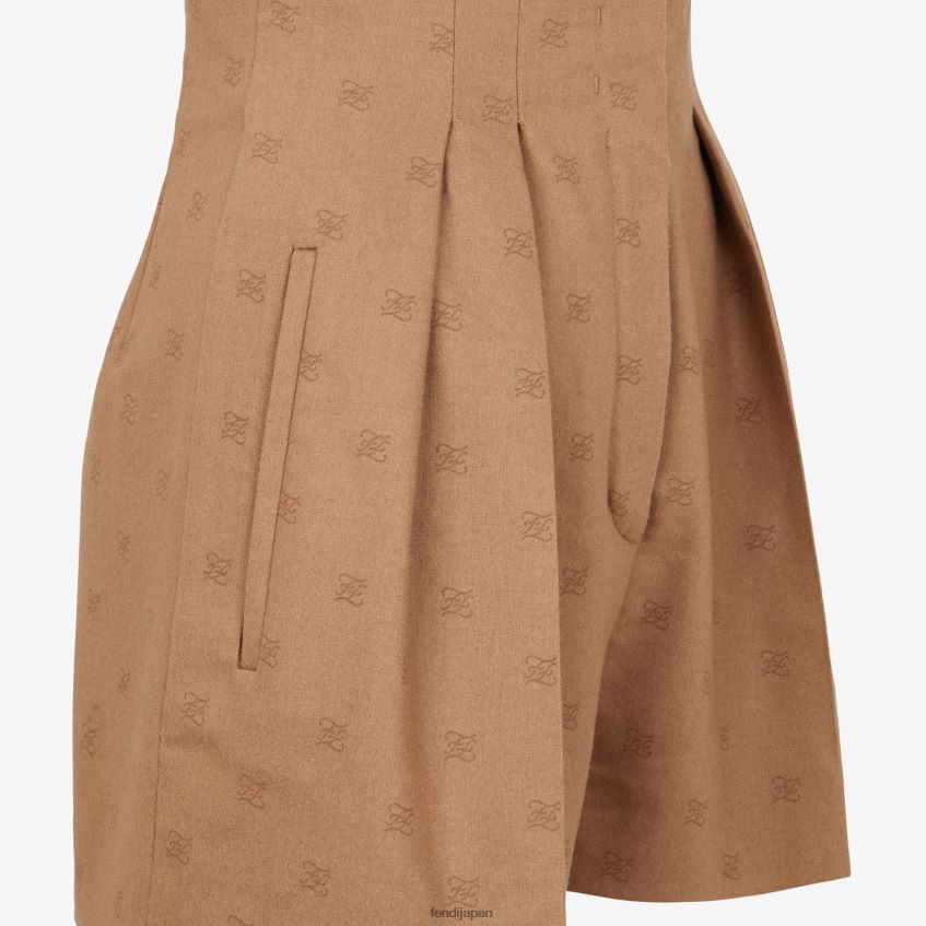 jp Fendi 女性 キャメルウールショーツ ベージュ 20L42T1130 衣服