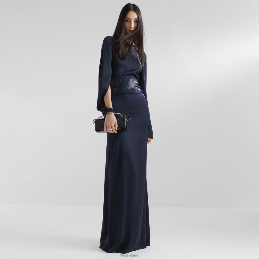 jp Fendi 女性 シルクドレス 青 20L42T1134 衣服