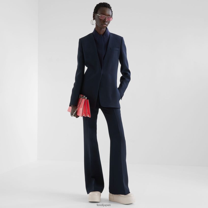 jp Fendi 女性 シルクとウールのジャケット 青 20L42T1153 衣服