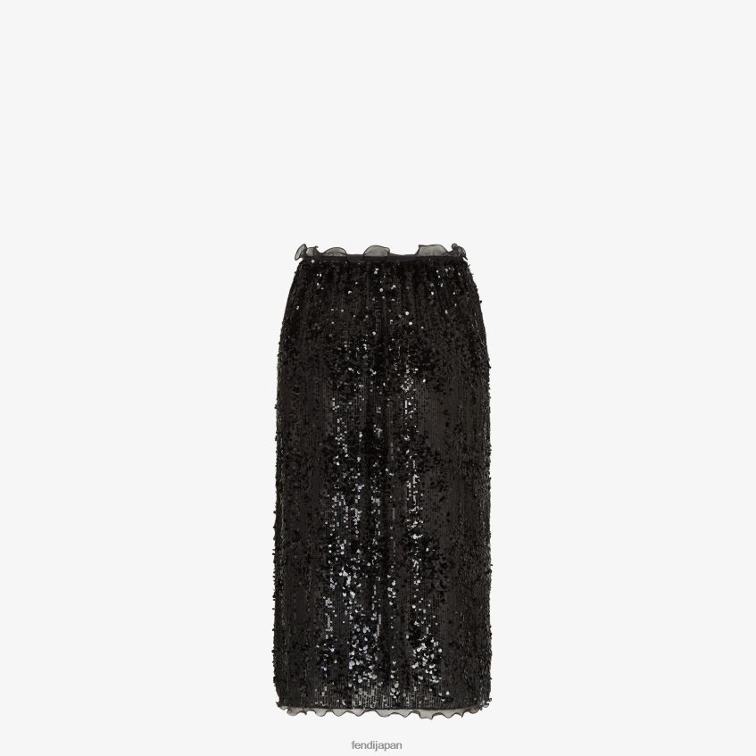 jp Fendi 女性 スパンコール刺繍スカート 黒 20L42T1170 衣服