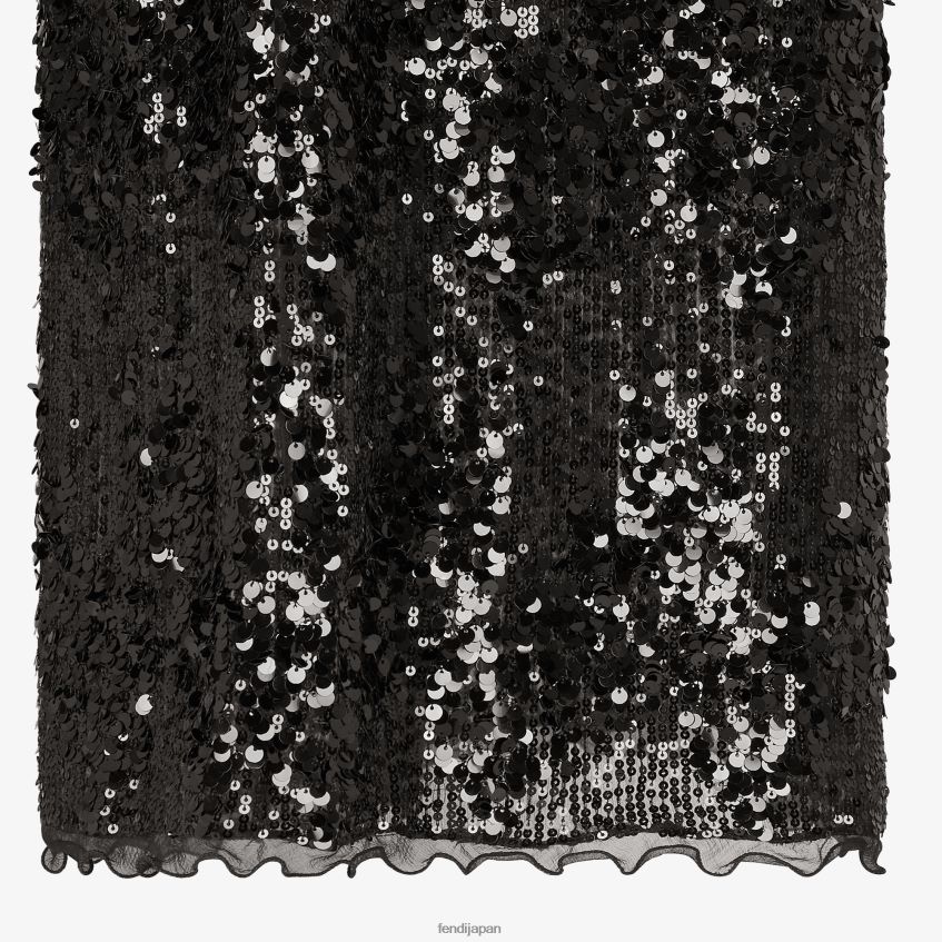 jp Fendi 女性 スパンコール刺繍スカート 黒 20L42T1170 衣服