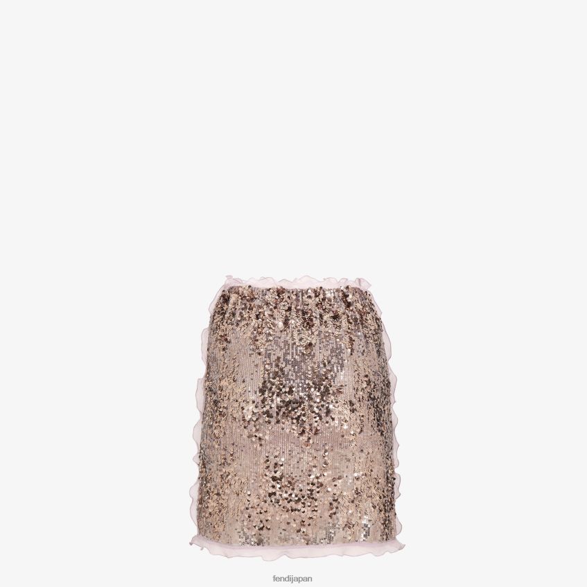 jp Fendi 女性 ライラックのスパンコール刺繍入りミニスカート 紫 20L42T1193 衣服