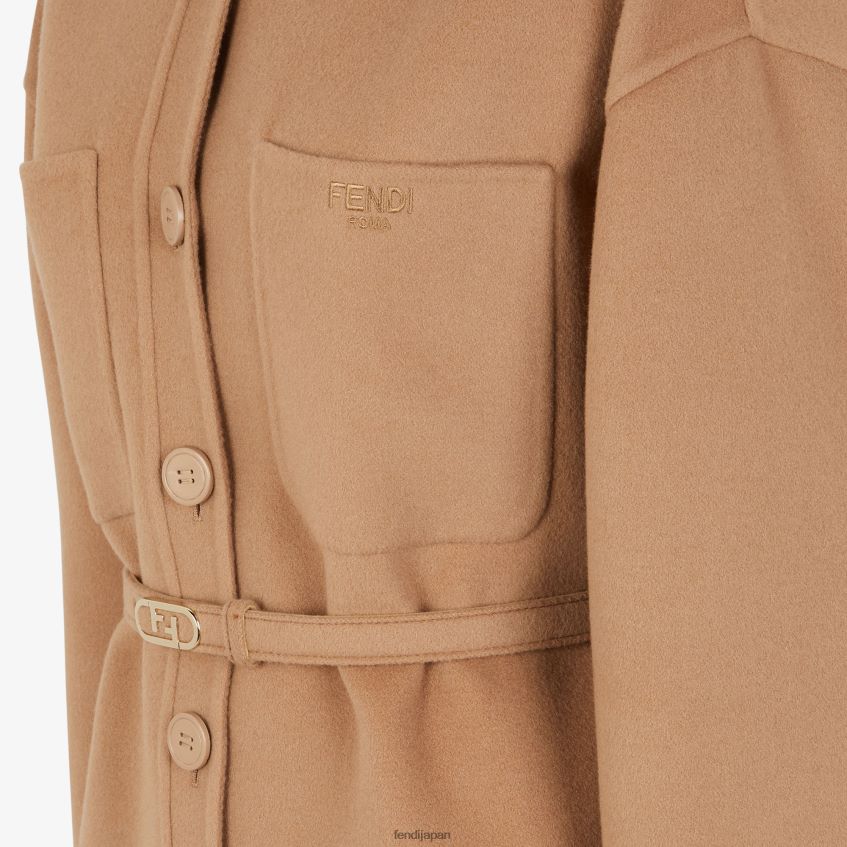 jp Fendi 女性 キャメルカシミアの定番ジャケット ベージュ 20L42T1205 衣服