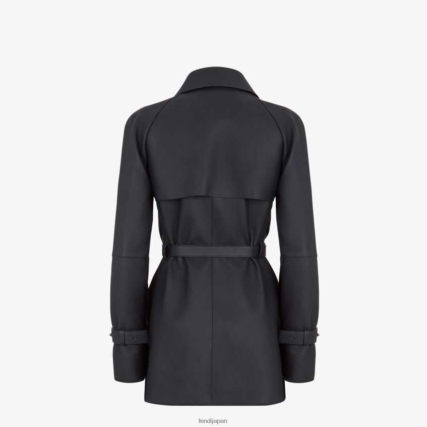 jp Fendi 女性 ワックスレザージャケット 黒 20L42T1208 衣服