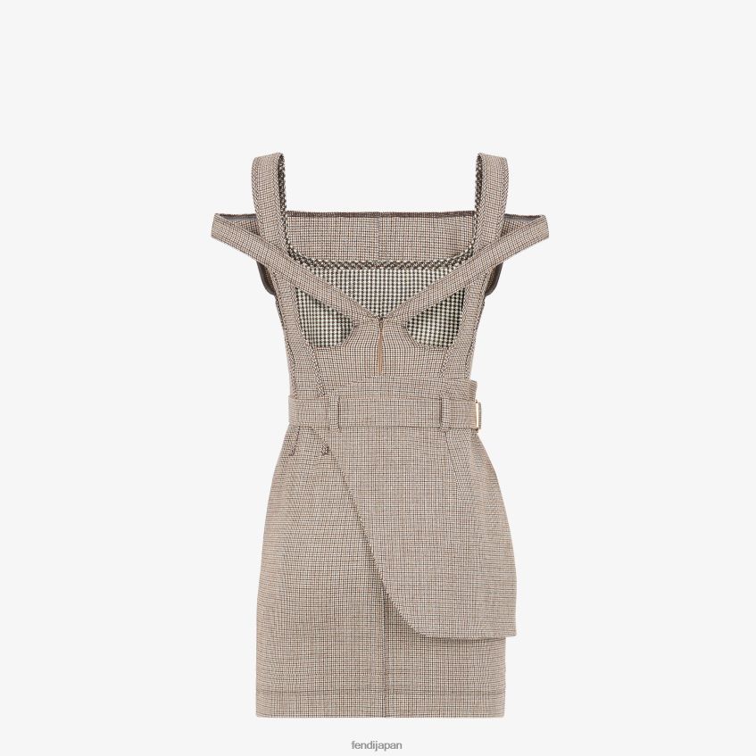 jp Fendi 女性 千鳥格子ウールドレス ベージュ 20L42T1223 衣服