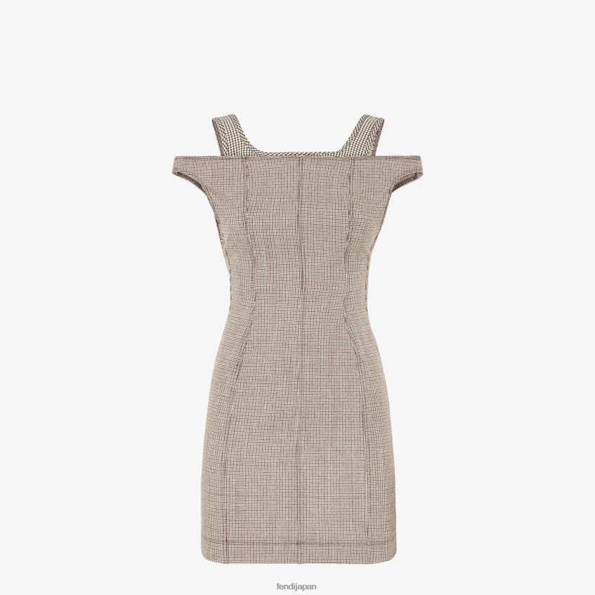 jp Fendi 女性 千鳥格子ウールドレス ベージュ 20L42T1223 衣服