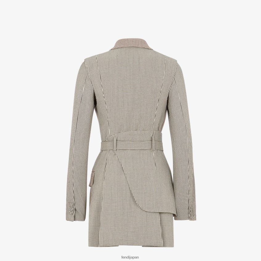 jp Fendi 女性 千鳥格子ウールジャケット ベージュ 20L42T1224 衣服