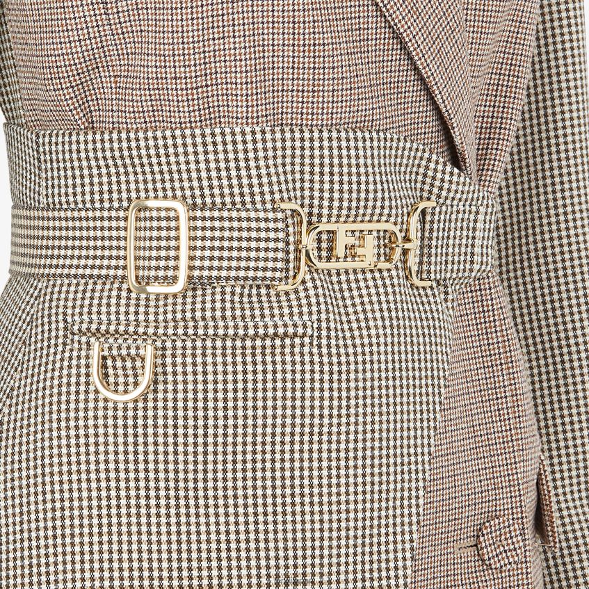 jp Fendi 女性 千鳥格子ウールジャケット ベージュ 20L42T1224 衣服