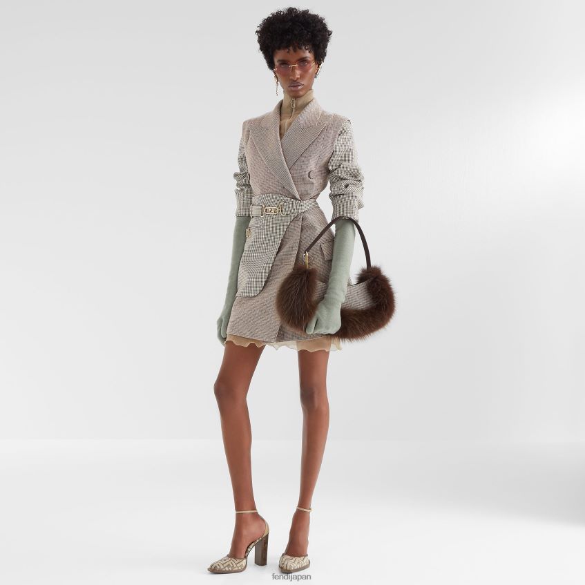 jp Fendi 女性 千鳥格子ウールジャケット ベージュ 20L42T1224 衣服