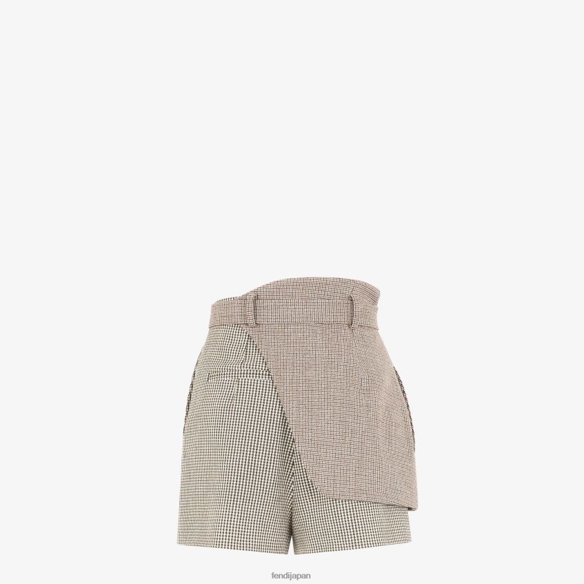 jp Fendi 女性 千鳥格子ウールショートパンツ ベージュ 20L42T1225 衣服