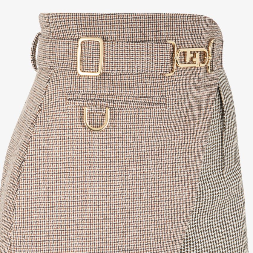 jp Fendi 女性 千鳥格子ウールショートパンツ ベージュ 20L42T1225 衣服