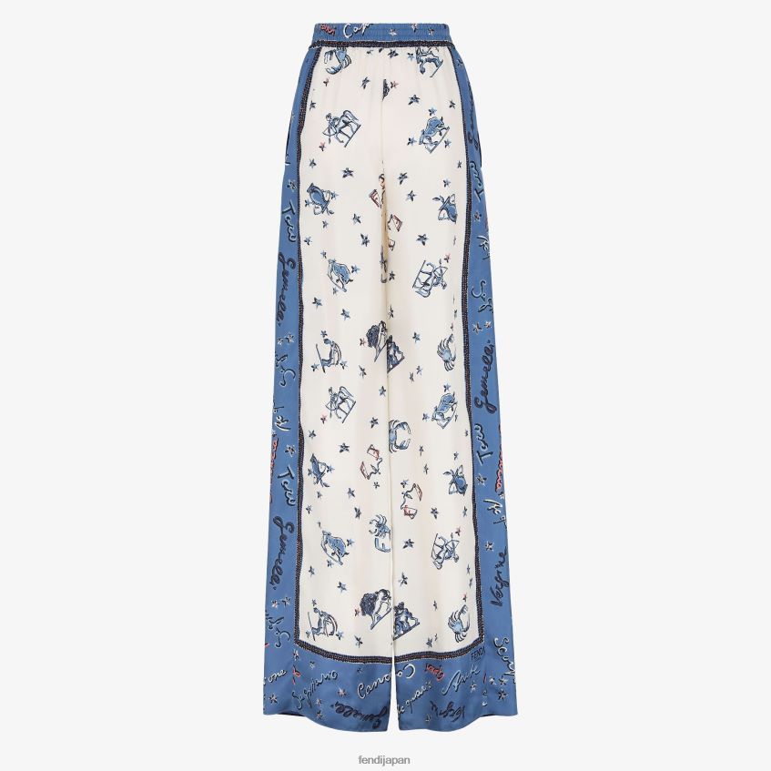 jp Fendi 女性 シルクパンツ 青 20L42T1251 衣服