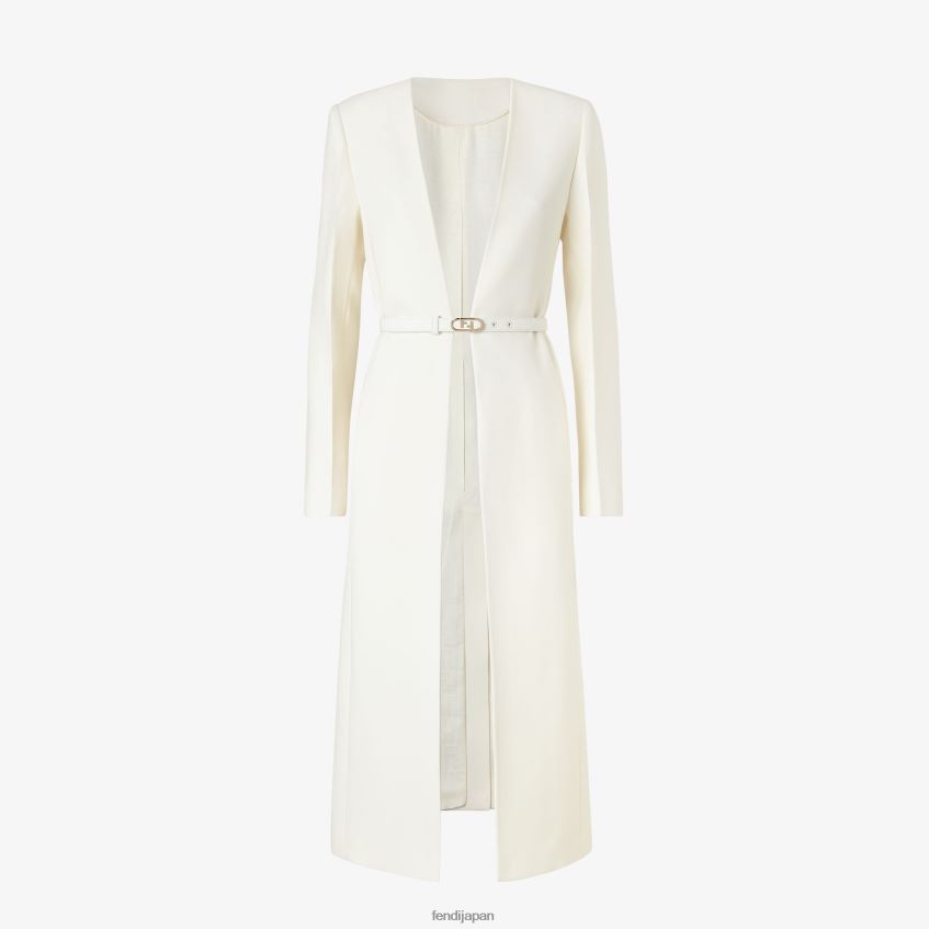 jp Fendi 女性 ウールとシルクのコート 白 20L42T1258 衣服