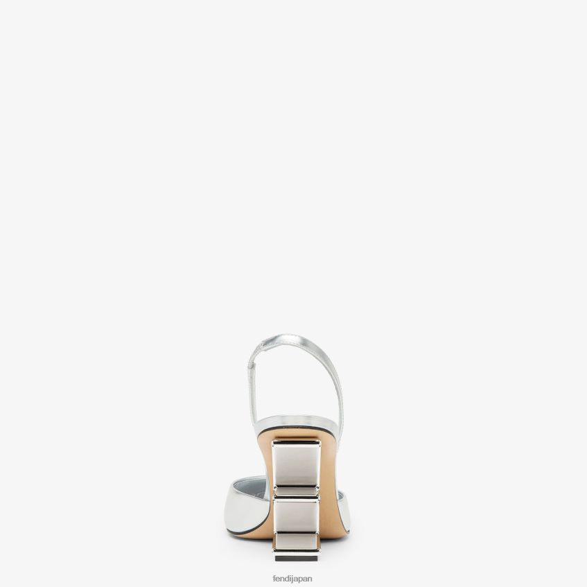 jp Fendi 女性 革製ハイヒールスリングバック 銀 20L42T1354 靴