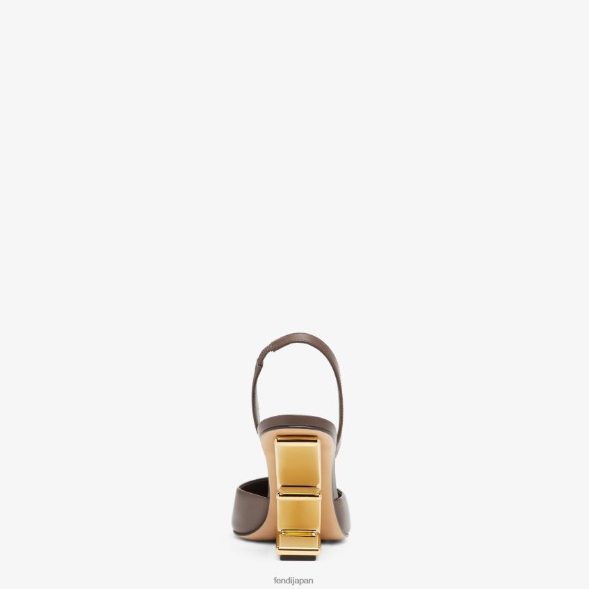 jp Fendi 女性 革製ハイヒールスリングバック 茶色 20L42T1365 靴