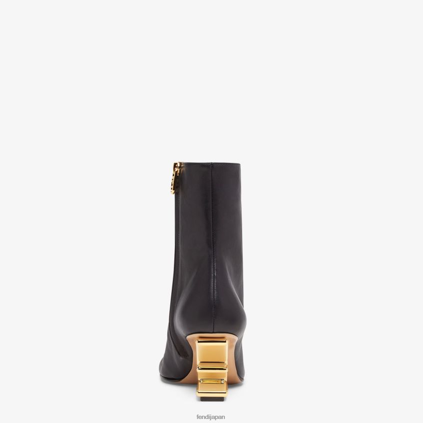 jp Fendi 女性 ミディアムヒールのレザーブーツ 黒 20L42T1367 靴