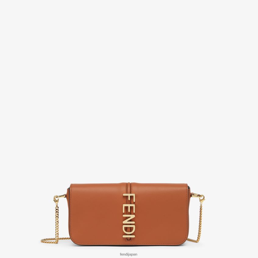 jp Fendi 女性 グラフィオンチェーンレザーウォレット 茶色 20L42T1416 アクセサリー