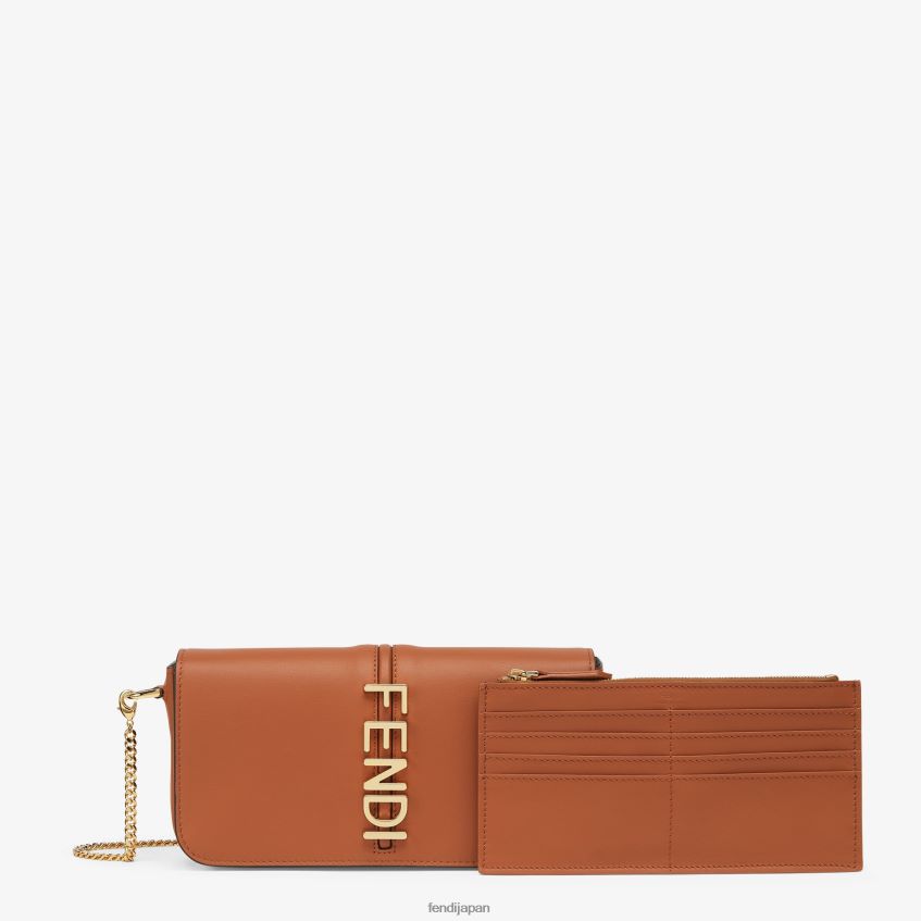 jp Fendi 女性 グラフィオンチェーンレザーウォレット 茶色 20L42T1416 アクセサリー