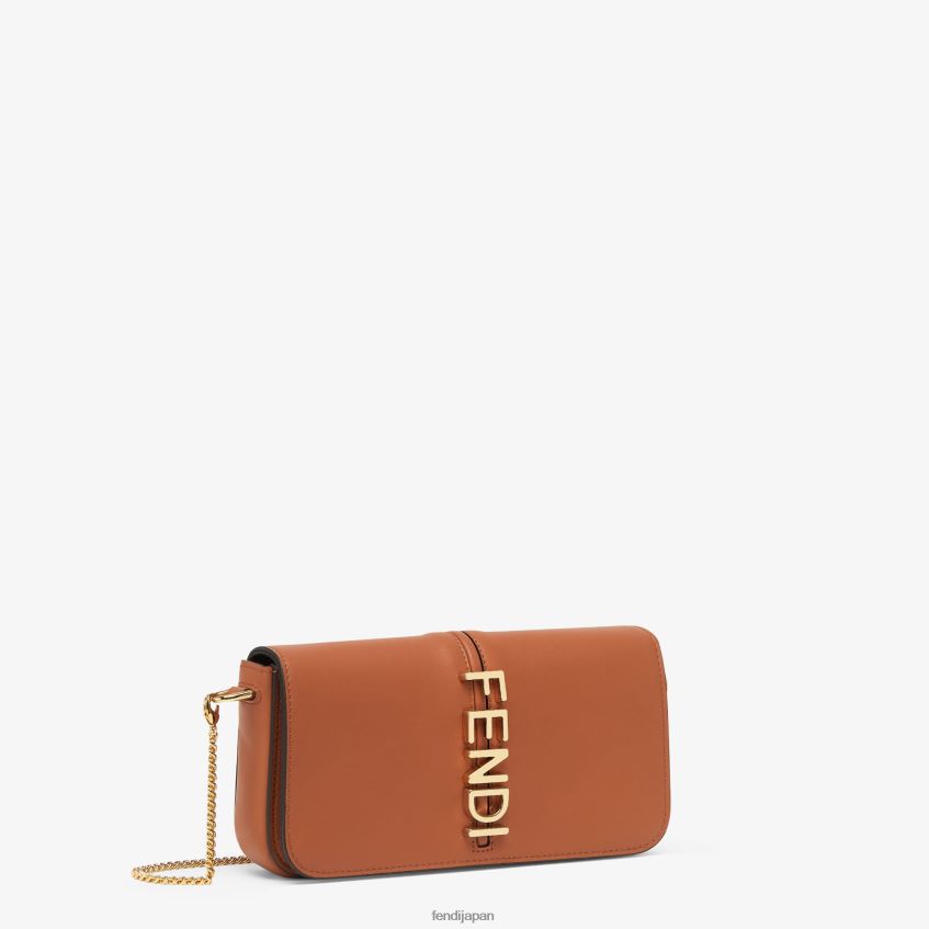 jp Fendi 女性 グラフィオンチェーンレザーウォレット 茶色 20L42T1416 アクセサリー