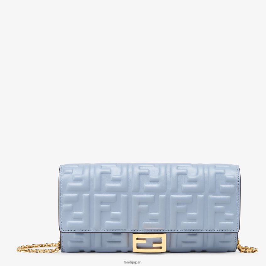 jp Fendi 女性 バゲット コンチネンタル チェーン付き ナッパレザー ウォレット ライトブルー 20L42T1422 アクセサリー