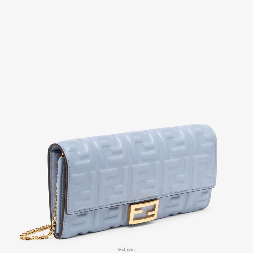 jp Fendi 女性 バゲット コンチネンタル チェーン付き ナッパレザー ウォレット ライトブルー 20L42T1422 アクセサリー