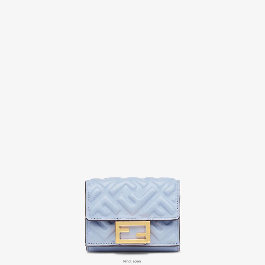 jp Fendi 女性 バゲット マイクロ 三つ折りナッパレザー ウォレット ライトブルー 20L42T1423 アクセサリー