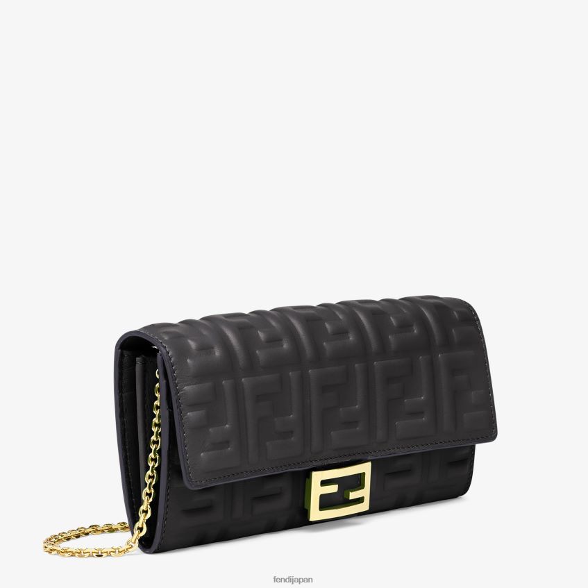 jp Fendi 女性 バゲット コンチネンタル チェーン付き ナッパレザー ウォレット 黒 20L42T1424 アクセサリー