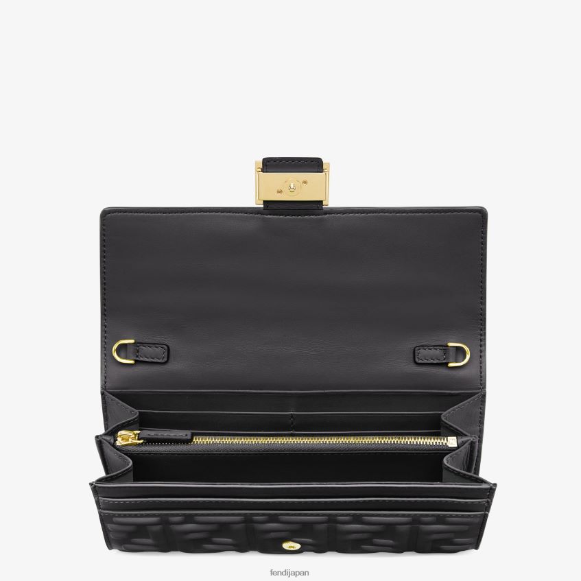jp Fendi 女性 バゲット コンチネンタル チェーン付き ナッパレザー ウォレット 黒 20L42T1424 アクセサリー