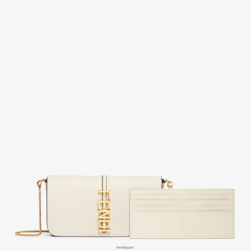 jp Fendi 女性 グラフィオンチェーンレザーウォレット 白 20L42T1435 アクセサリー