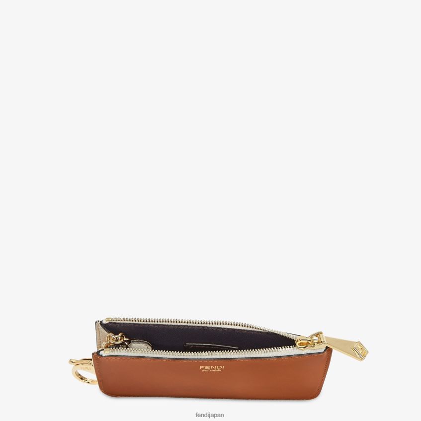 jp Fendi 女性 ツートンカラーのレザーとカメリアレザーのポーチ 多色 20L42T1439 アクセサリー