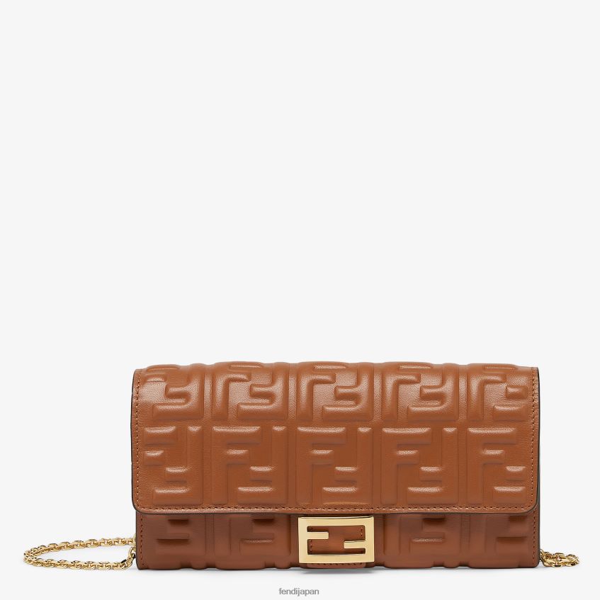 jp Fendi 女性 バゲット コンチネンタル チェーン付き ナッパレザー ウォレット 茶色 20L42T1441 アクセサリー