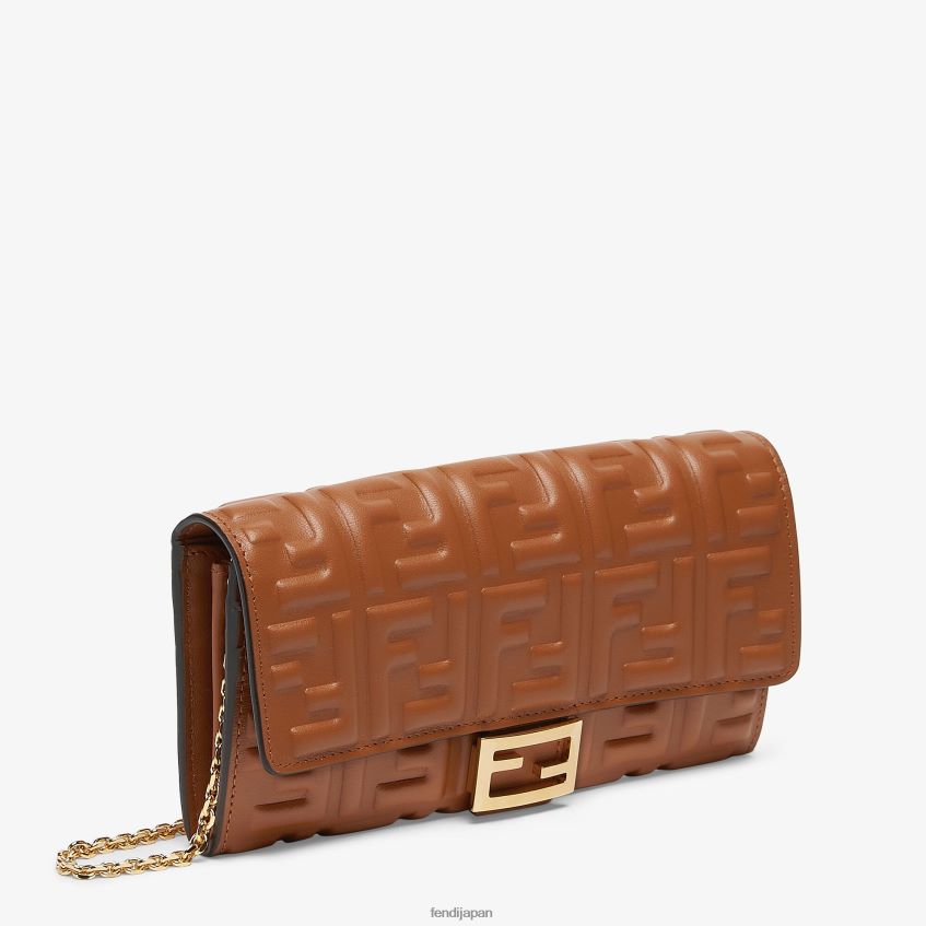jp Fendi 女性 バゲット コンチネンタル チェーン付き ナッパレザー ウォレット 茶色 20L42T1441 アクセサリー