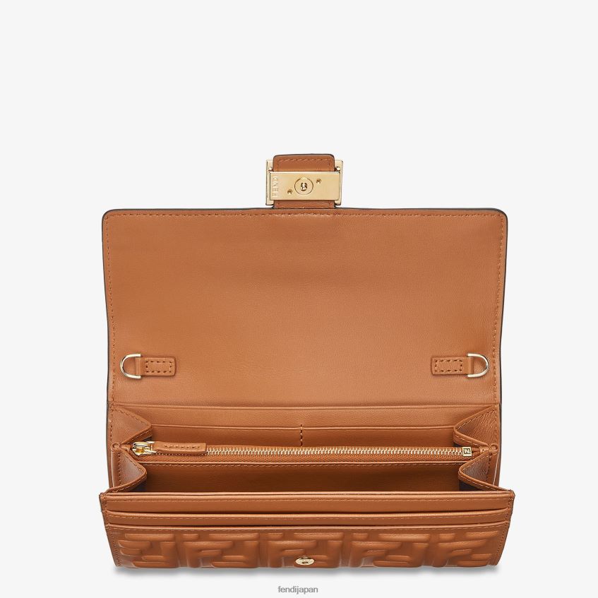 jp Fendi 女性 バゲット コンチネンタル チェーン付き ナッパレザー ウォレット 茶色 20L42T1441 アクセサリー