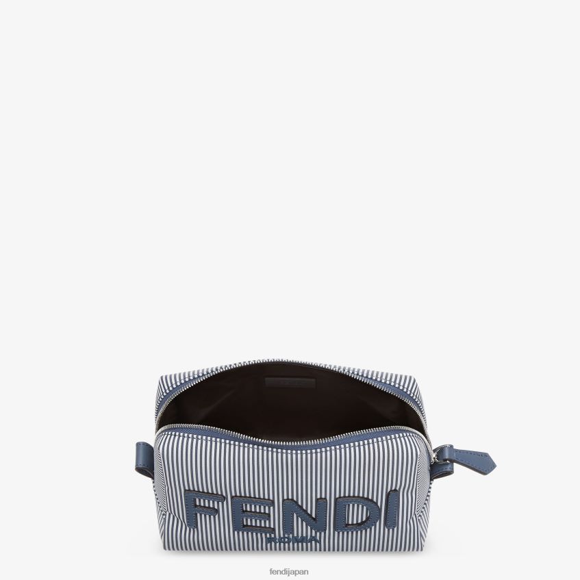 jp Fendi 女性 ストライプ生地のバスアメニティケース 青 20L42T1455 アクセサリー