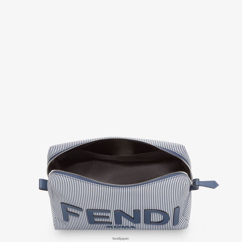 jp Fendi 女性 ストライプ生地のバスアメニティケース 青 20L42T1456 アクセサリー