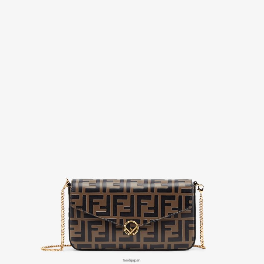 jp Fendi 女性 チェーン付きウォレット ポーチ付き レザー ミニバッグ 茶色 20L42T1477 アクセサリー